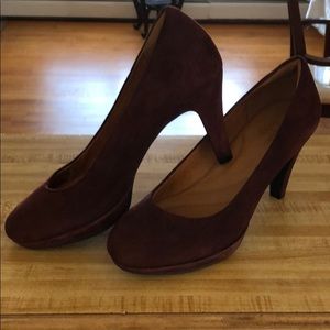 Burgundy velvet heels